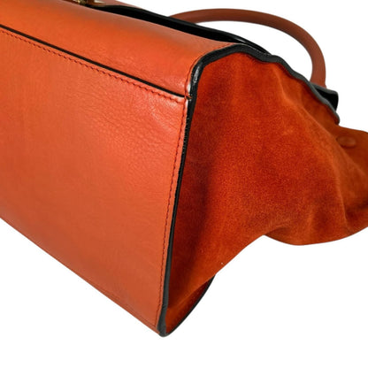 Celine Trapeze Handbag Leather Orange 2-Way — view 6