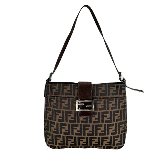 Fendi Zucca Pattern Shoulder Bag Canvas Brown