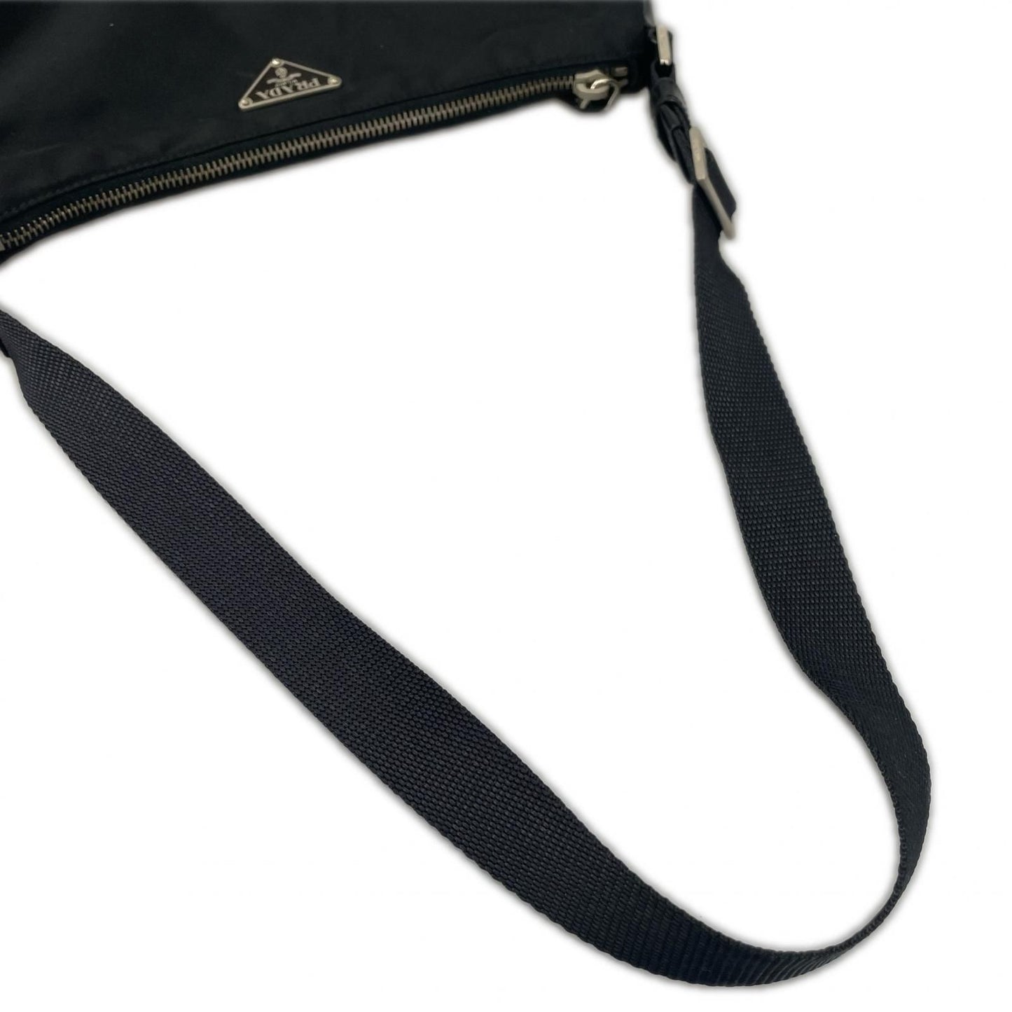 Prada Hobo Triangle Logo Shoulder Bag Nylon Black — view 4