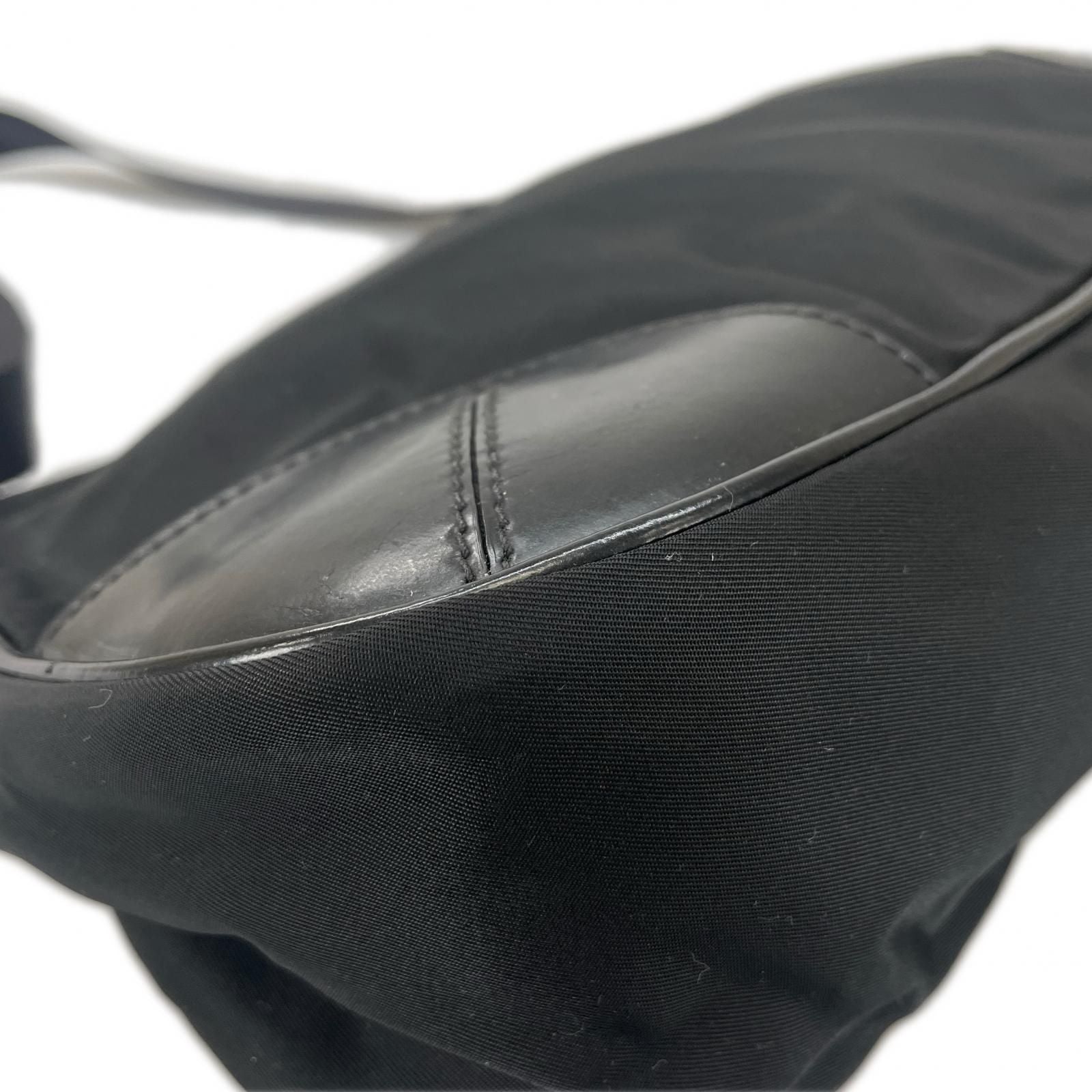 Prada Hobo Triangle Logo Shoulder Bag Nylon Black — view 5