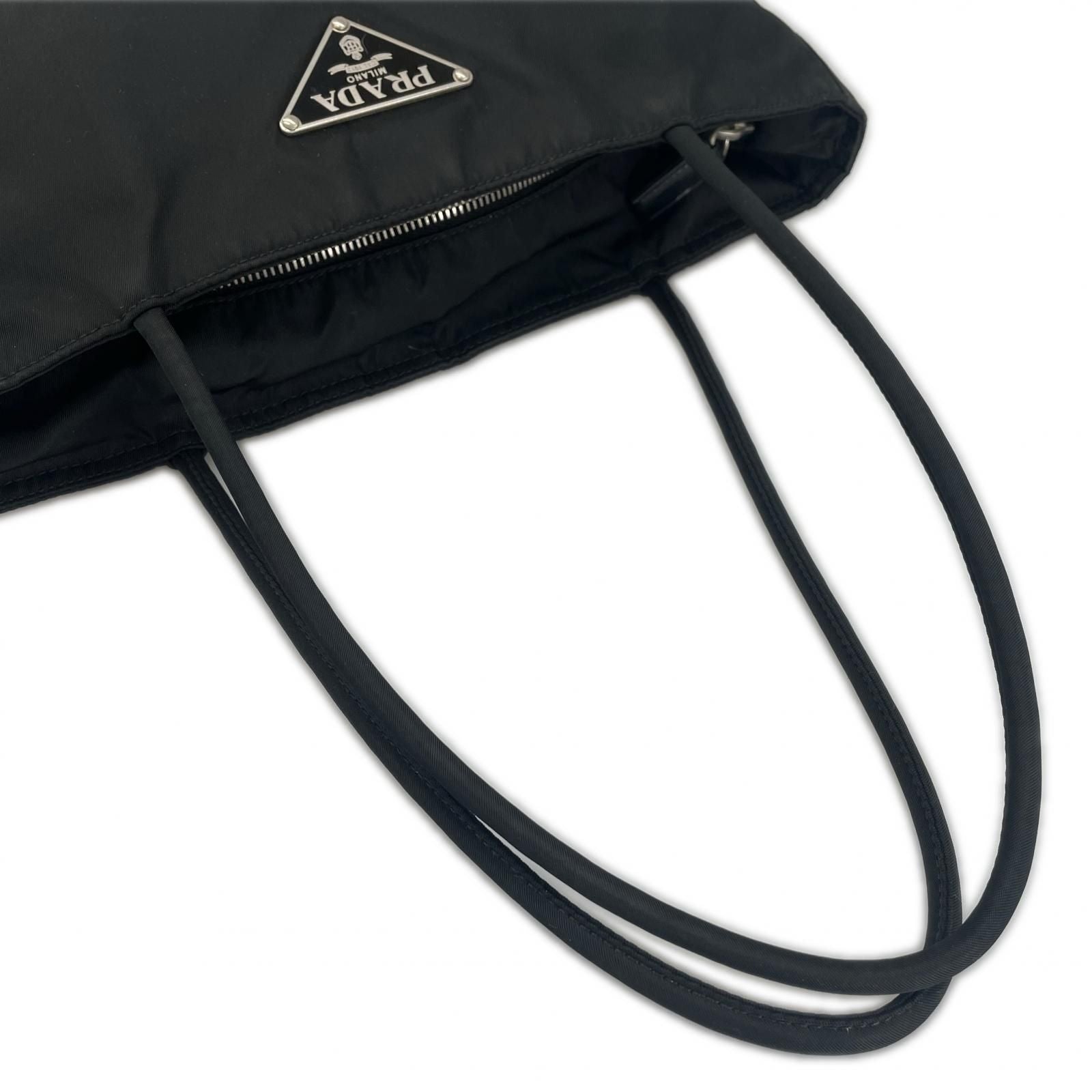 Prada Triangle Logo Tote Bag Nylon Black — view 5