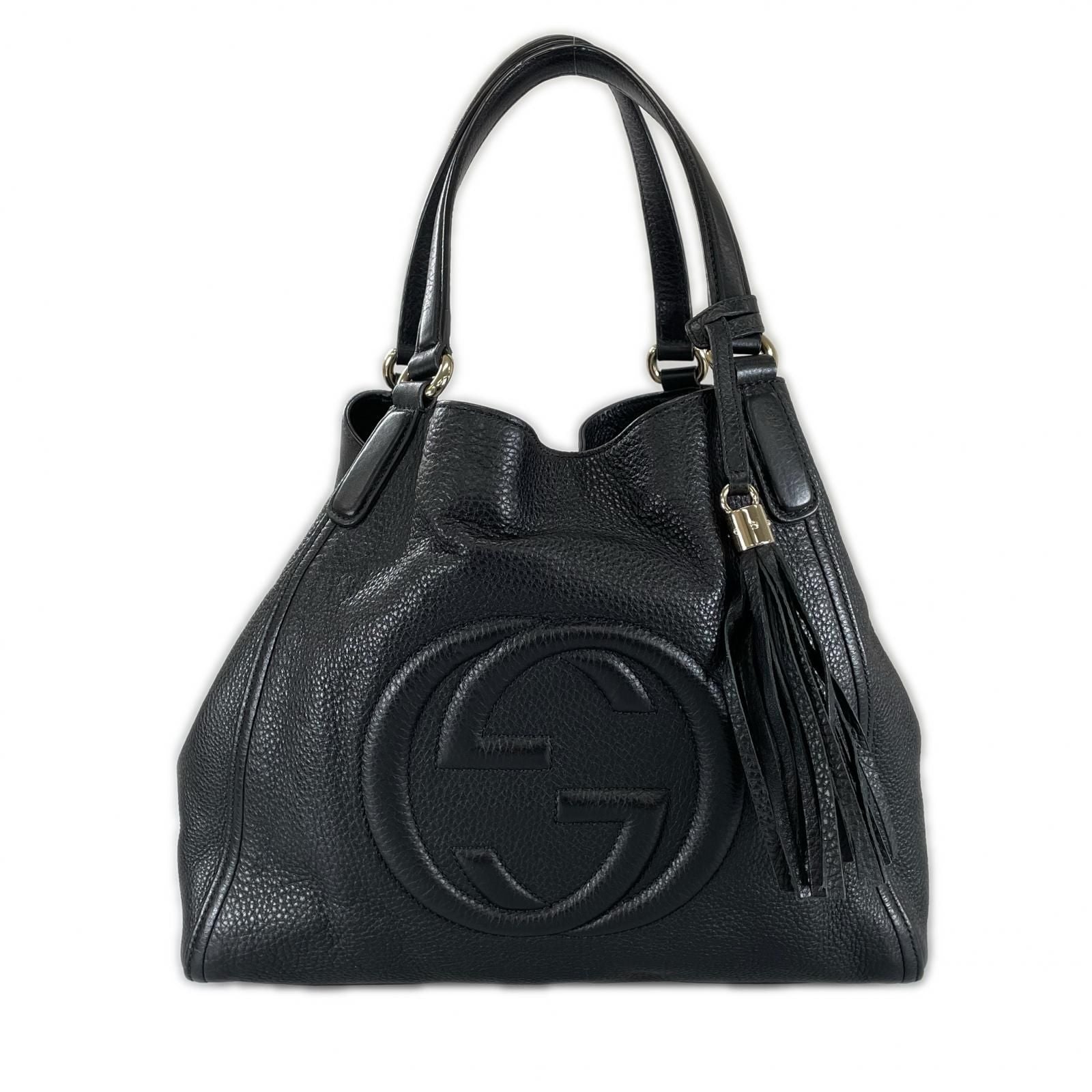 Gucci Soho Tassel Tote Bag Leather Black