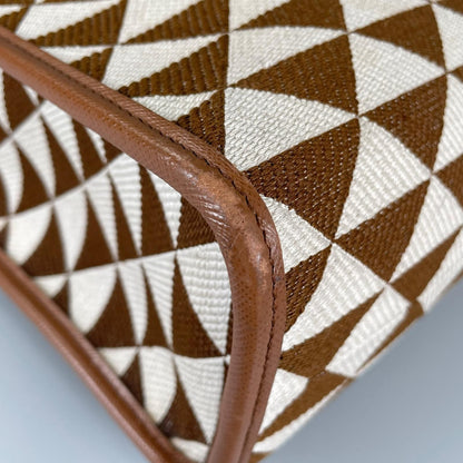 Prada Symbol Embroidered Fabric Tote Bag Brown — view 7