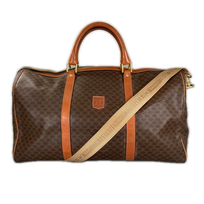 Celine Macadam Bandouliere Boston Bag Leather Brown