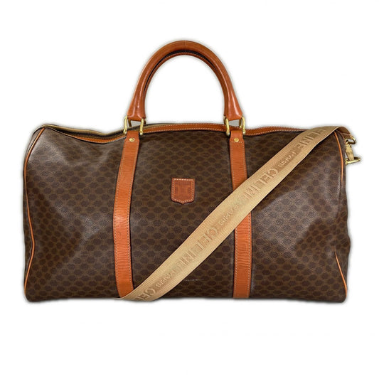 Celine Macadam Bandouliere Boston Bag Leather Brown