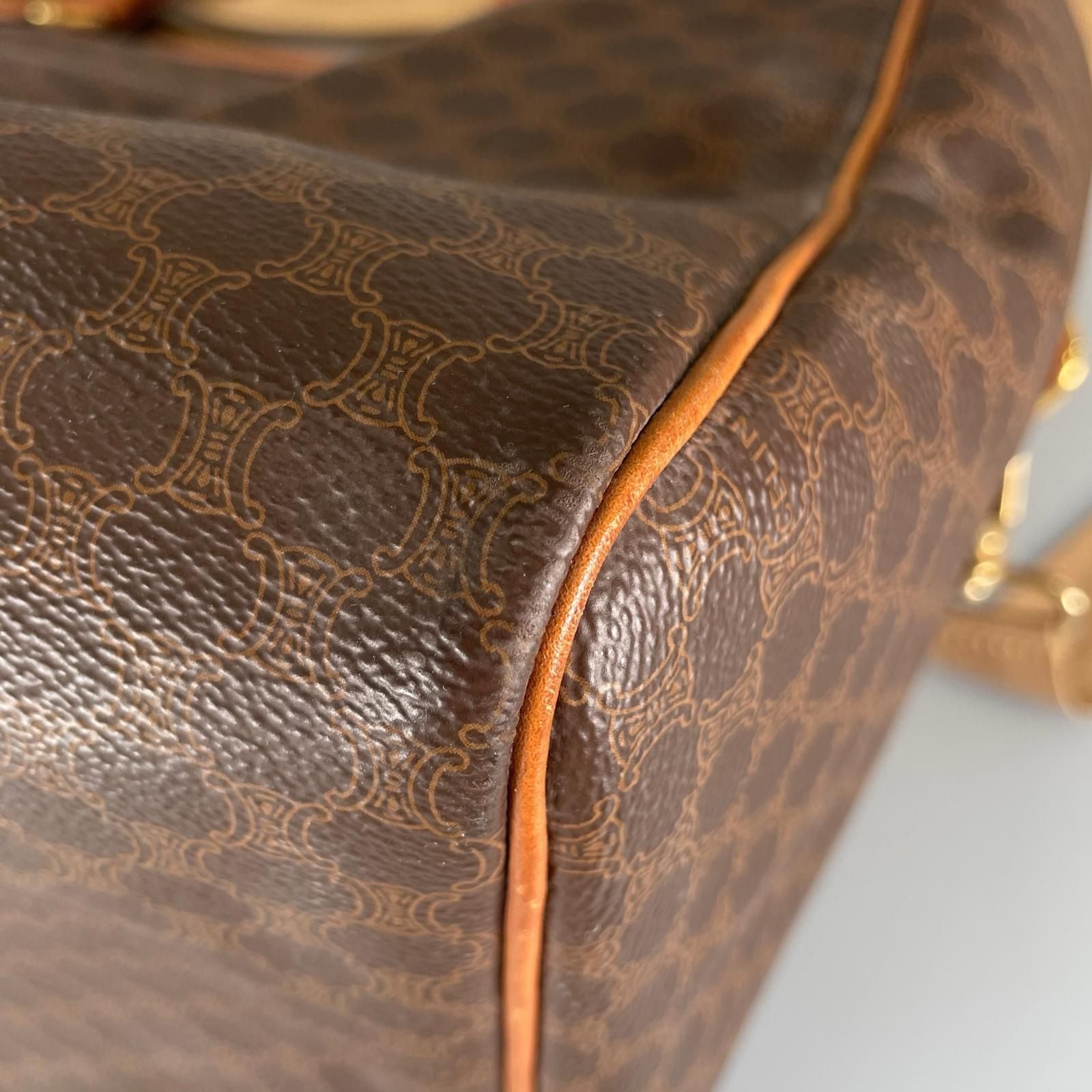 Celine Macadam Bandouliere Boston Bag Leather Brown — view 8