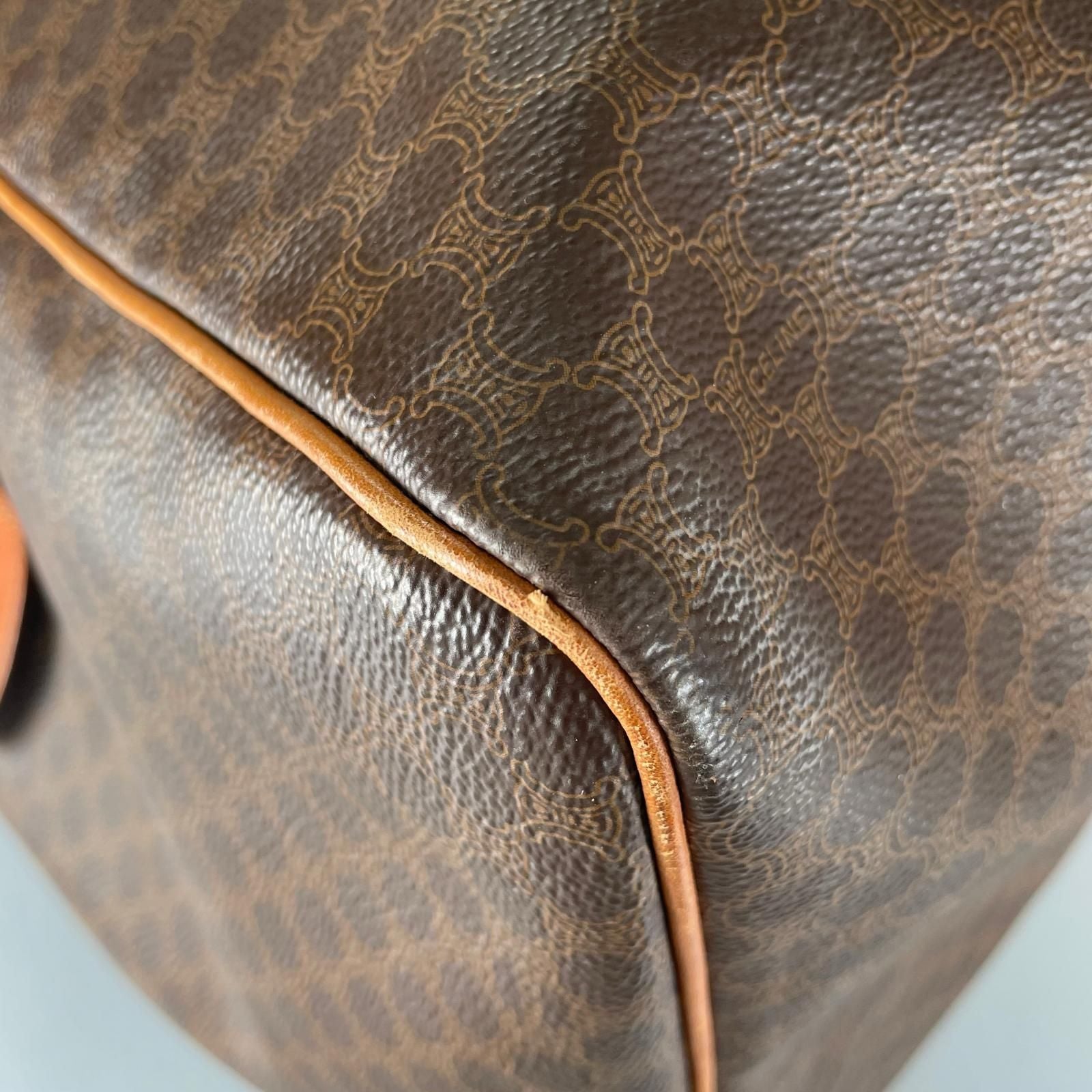 Celine Macadam Bandouliere Boston Bag Leather Brown — view 7