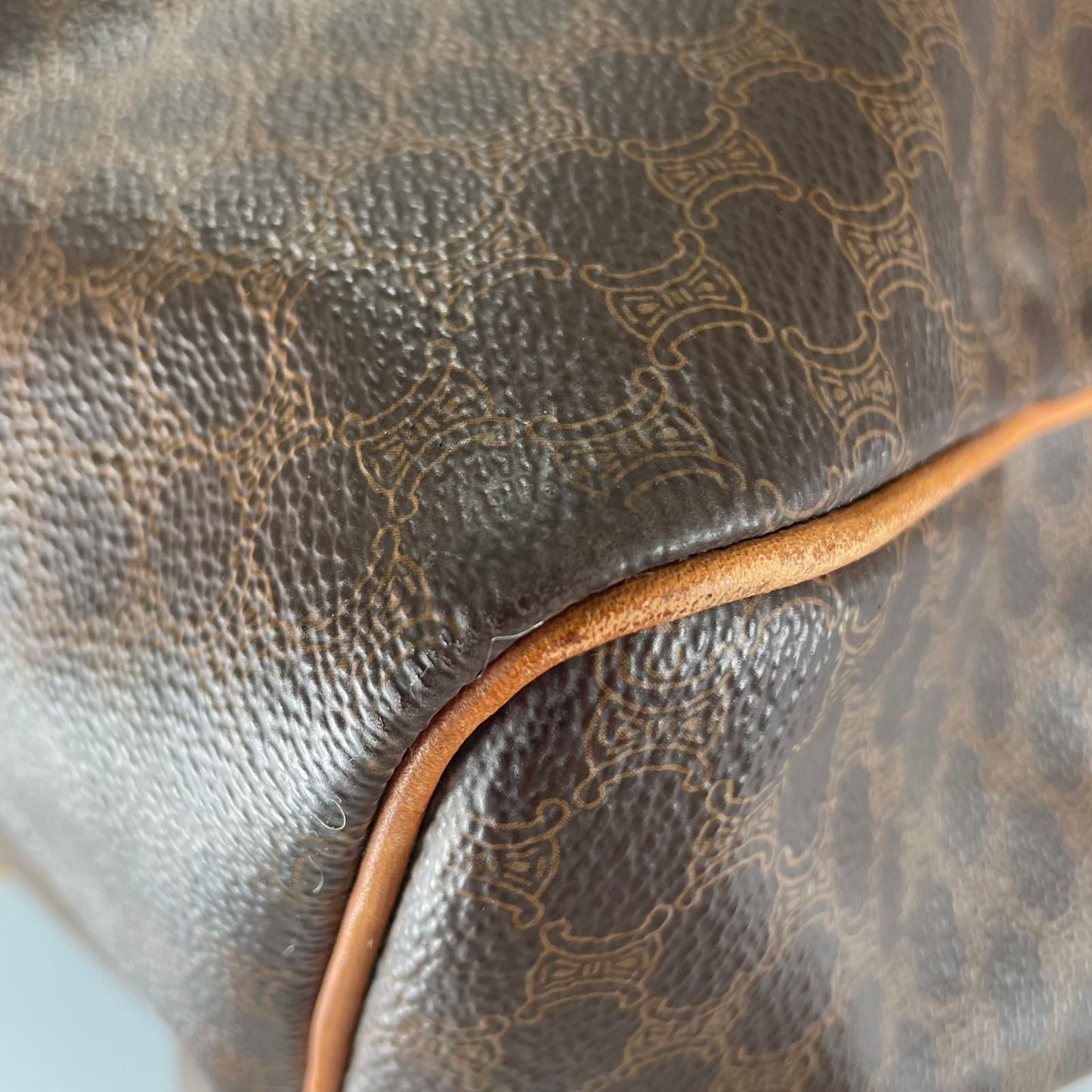 Celine Macadam Bandouliere Boston Bag Leather Brown — view 6
