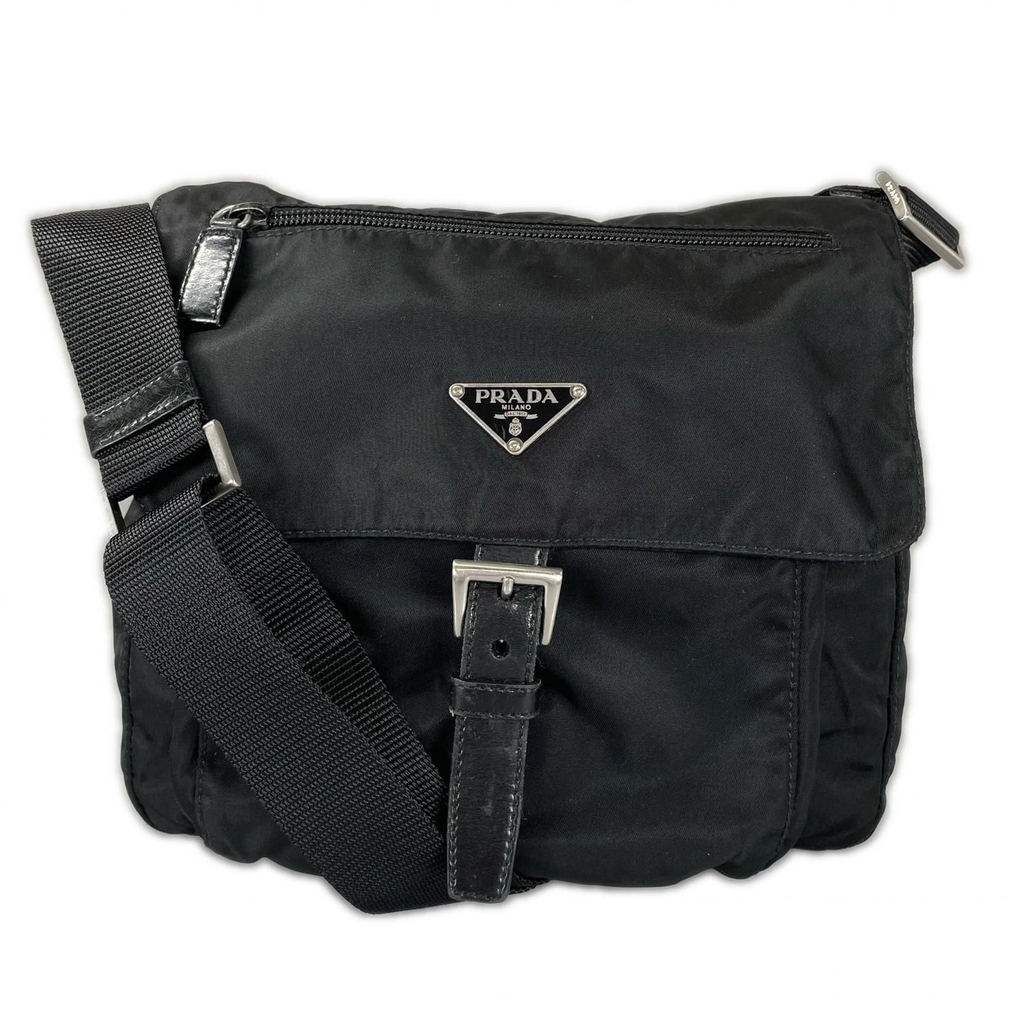 Prada Triangle Logo Shoulder Bag Nylon Black