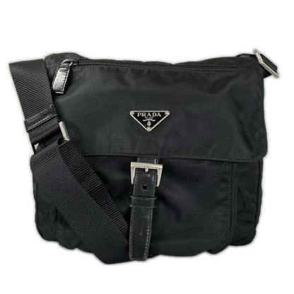 Prada Triangle Logo Shoulder Bag Nylon Black