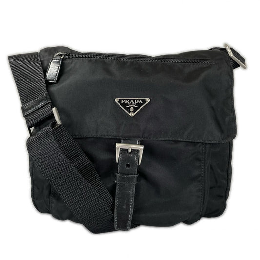 Prada Triangle Logo Shoulder Bag Nylon Black