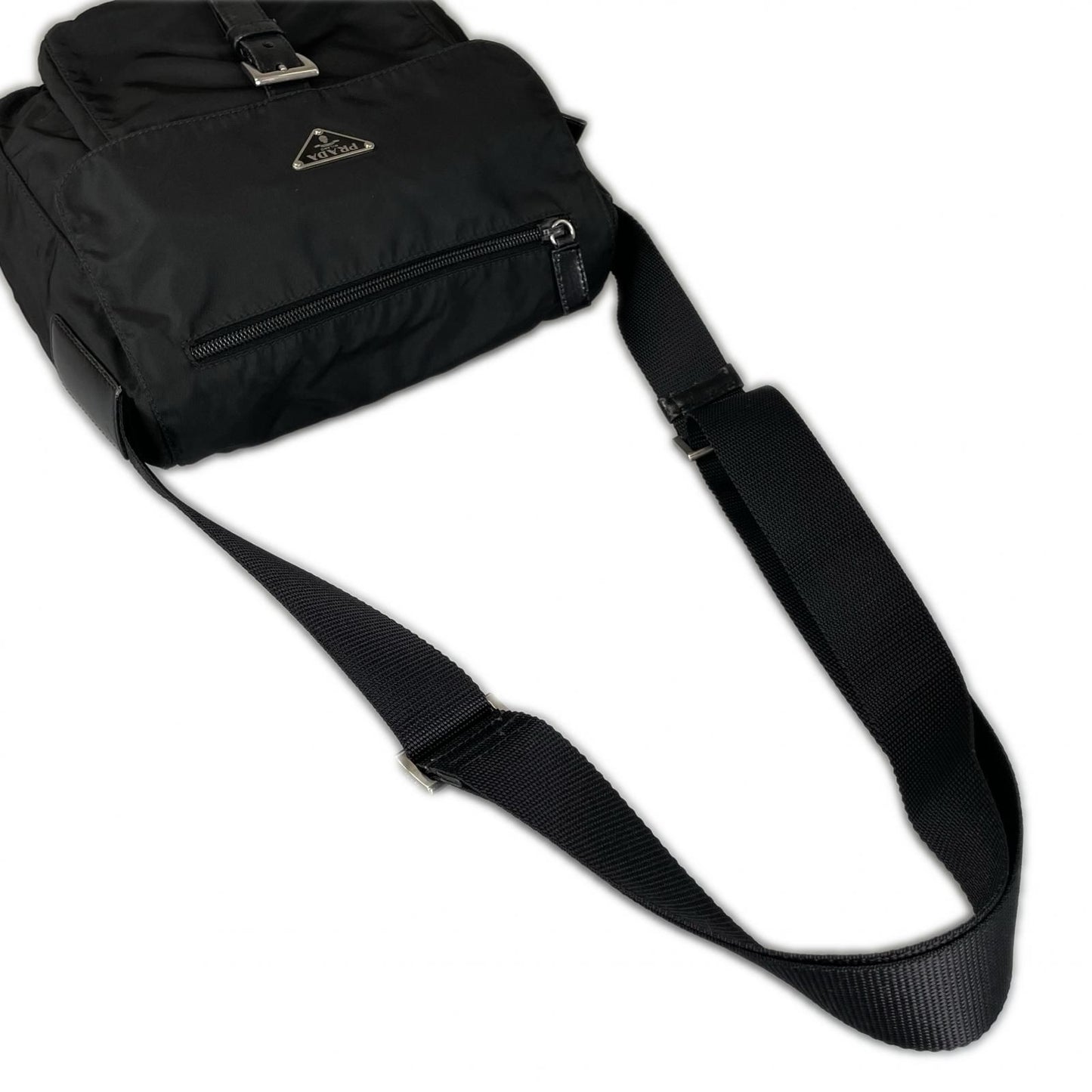 Prada Triangle Logo Shoulder Bag Nylon Black — view 4
