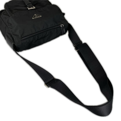 Prada Triangle Logo Shoulder Bag Nylon Black — view 4