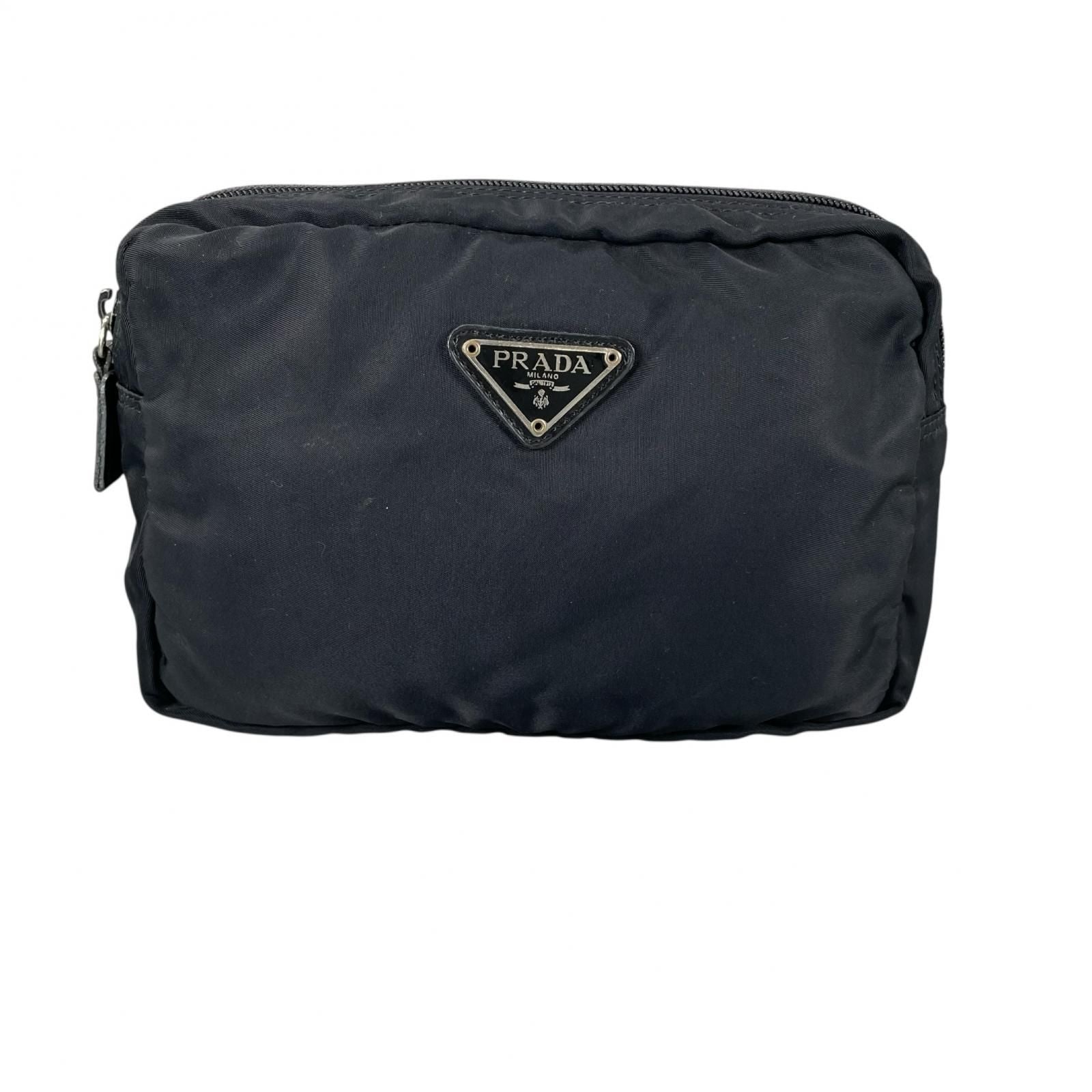 Prada Triangle Logo Pouch Nylon Black