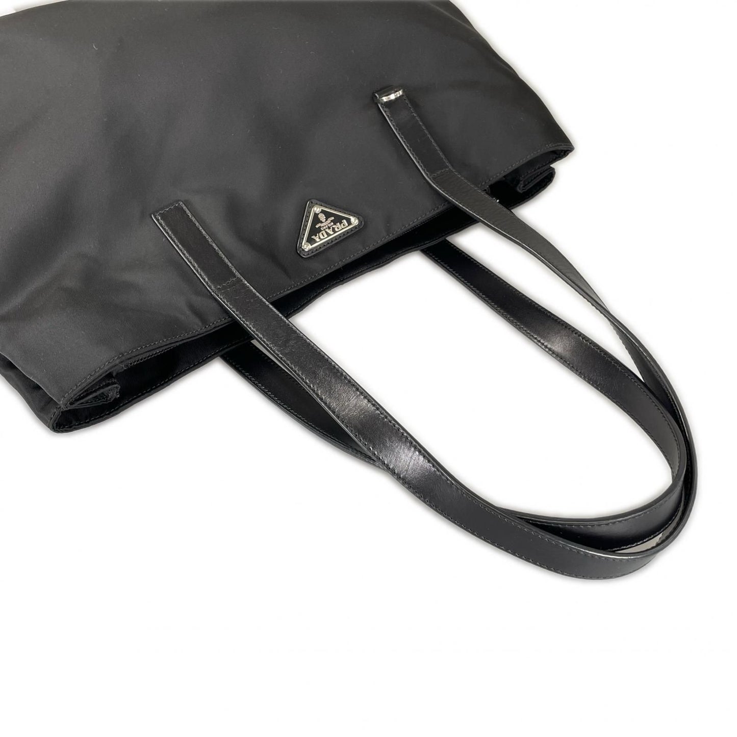 Prada Triangle Logo Tote Bag Nylon Black — view 4