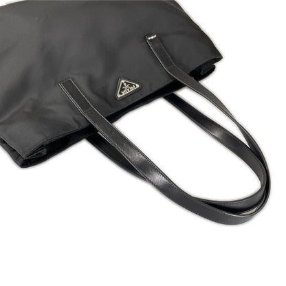 Prada Triangle Logo Tote Bag Nylon Black — view 4