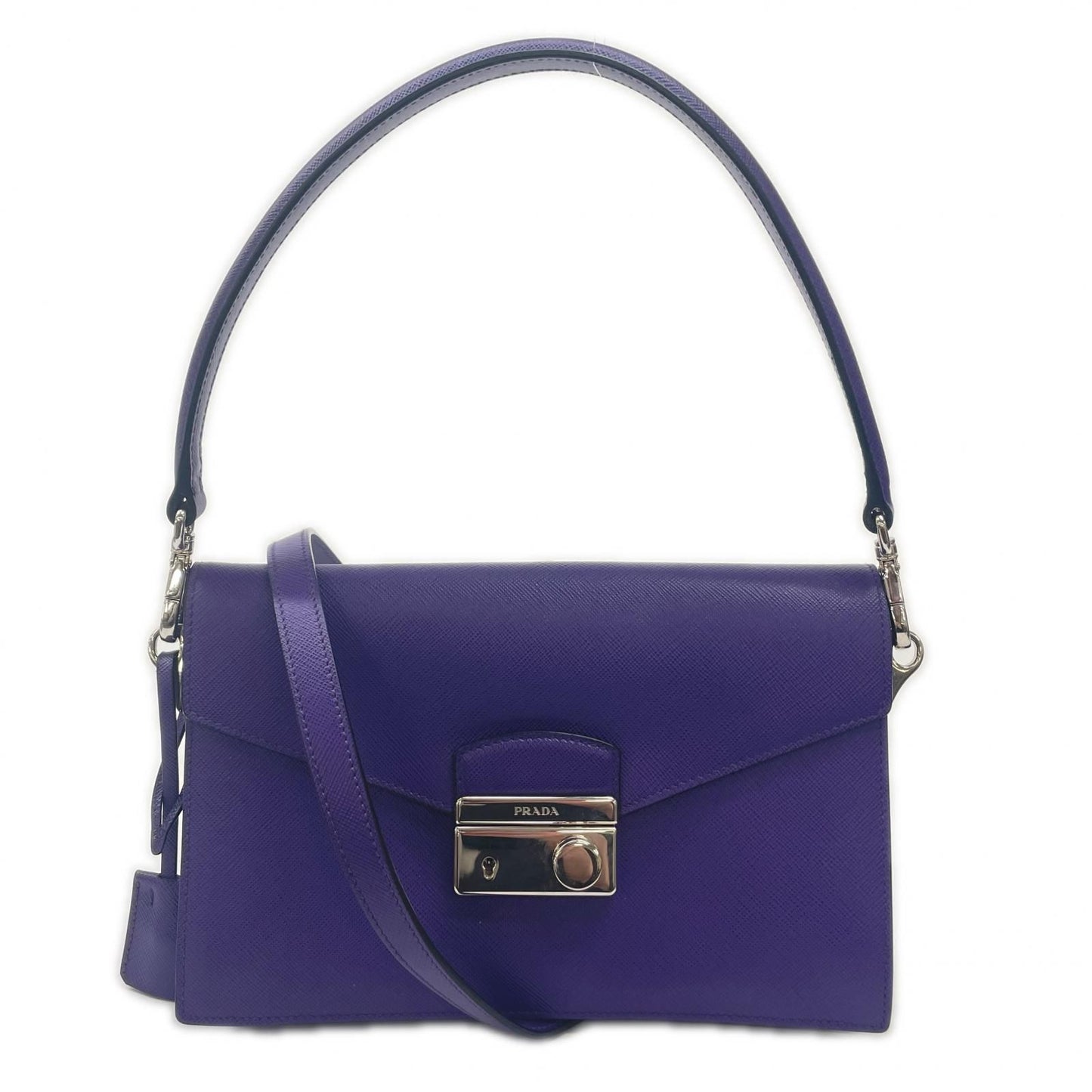 Prada Saffiano Handbag Leather Purple