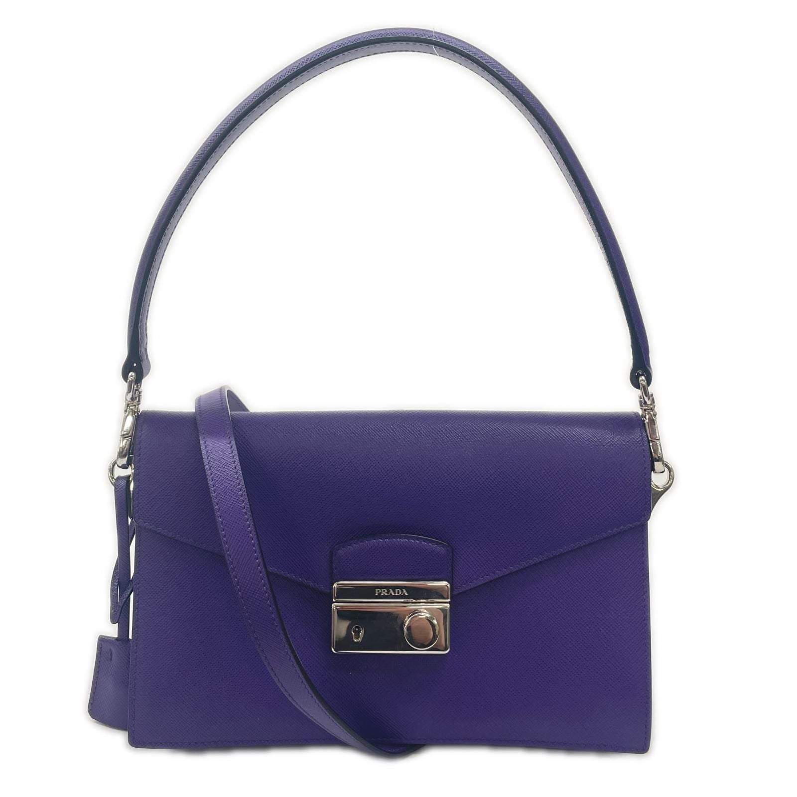 Prada Saffiano Handbag Leather Purple