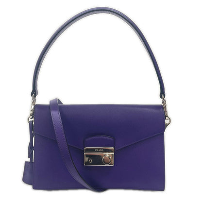 Prada Saffiano Handbag Leather Purple