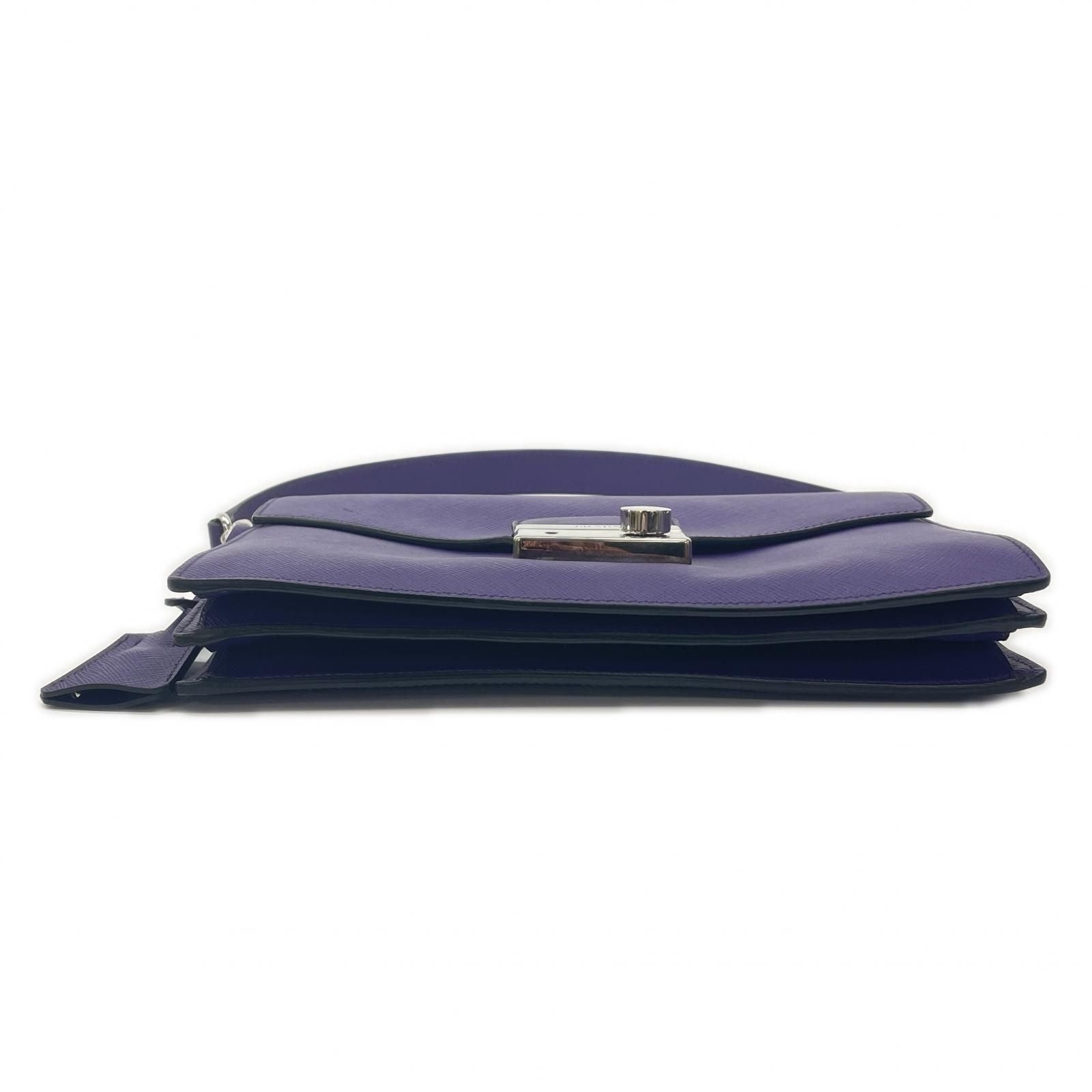 Prada Saffiano Handbag Leather Purple — view 4