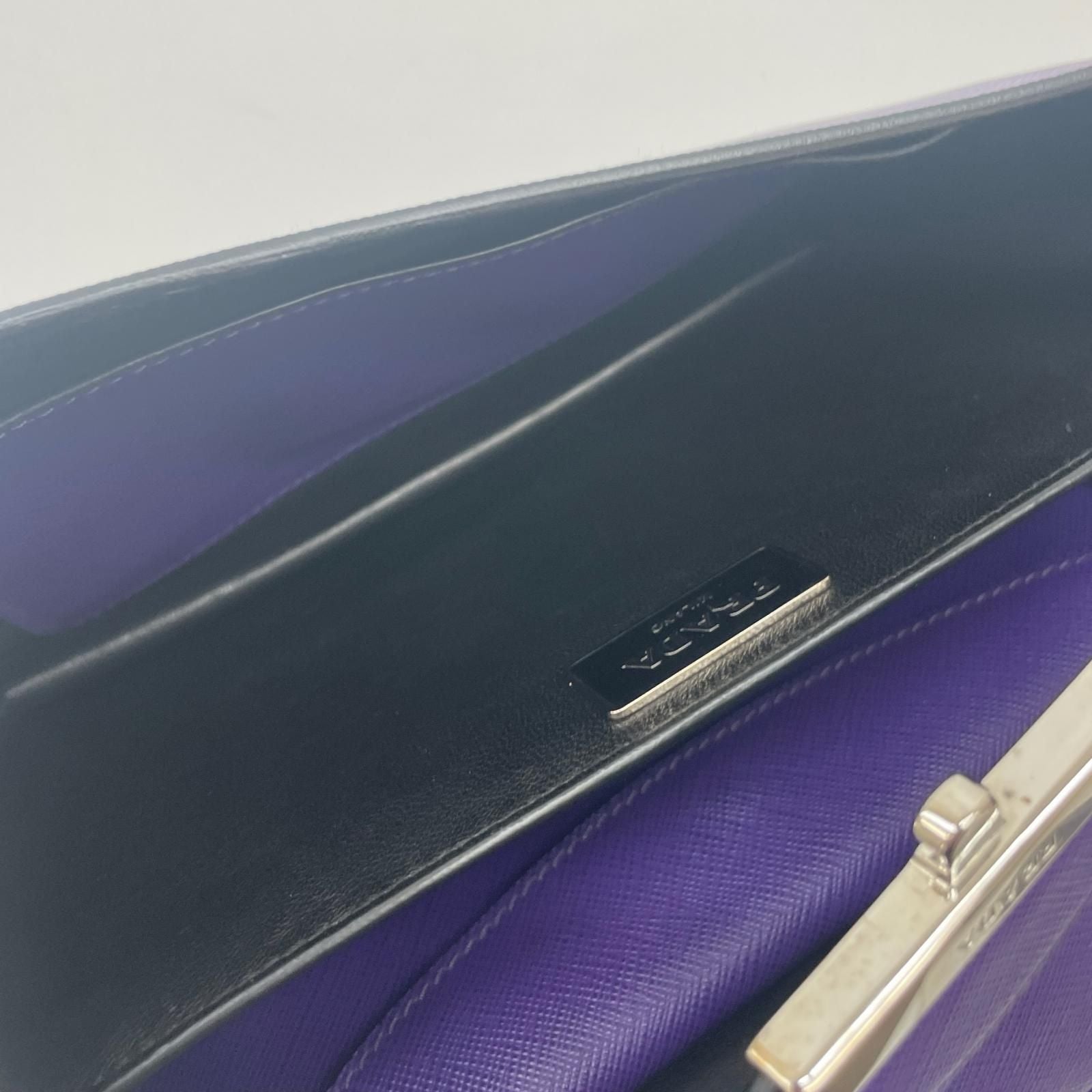 Prada Saffiano Handbag Leather Purple — view 7