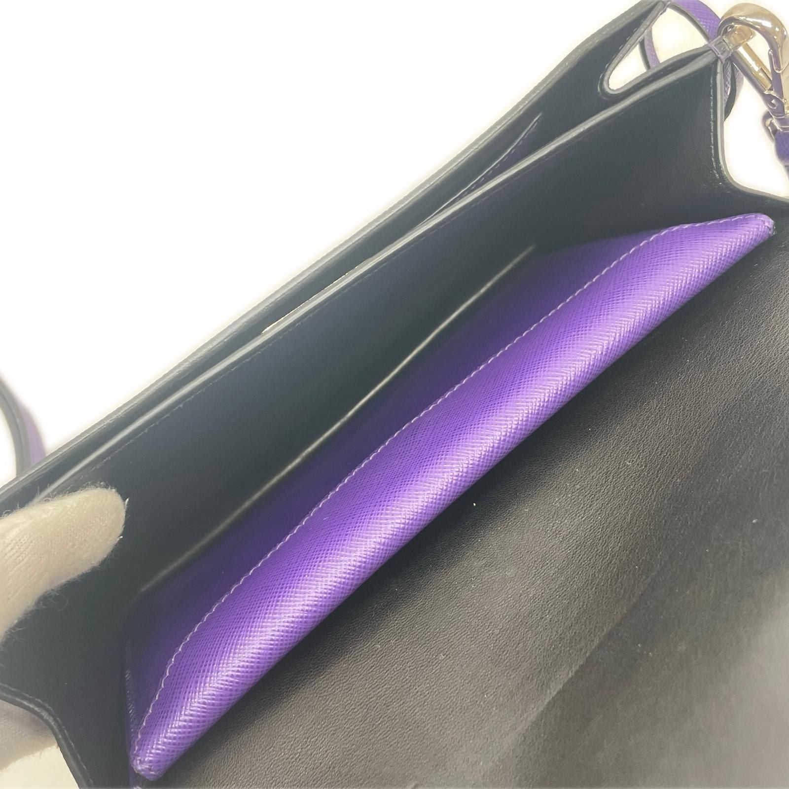 Prada Saffiano Handbag Leather Purple — view 6