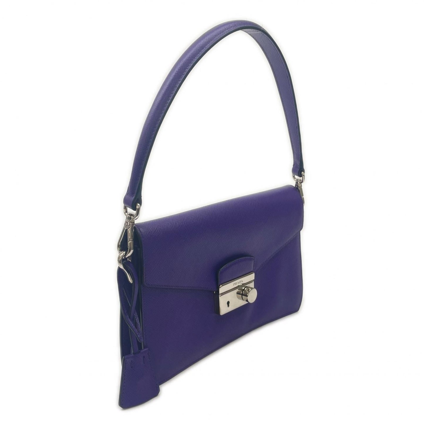 Prada Saffiano Handbag Leather Purple — view 3