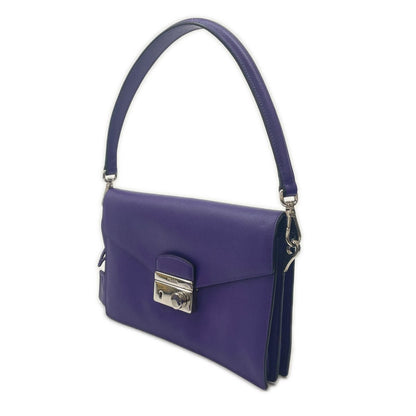 Prada Saffiano Handbag Leather Purple — view 2