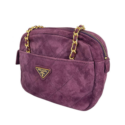Prada Triangle Logo Shoulder Bag Suede Purple — view 2