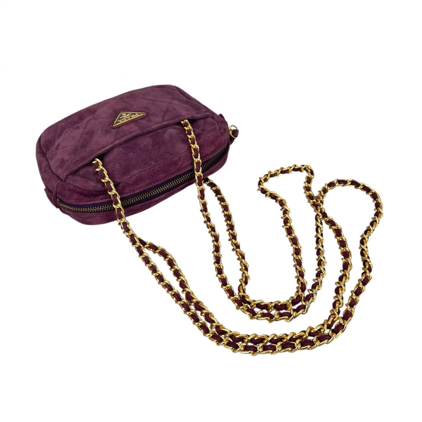Prada Triangle Logo Shoulder Bag Suede Purple — view 5