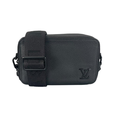 Louis Vuitton Alpha Wearable Wallet Shoulder Bag Leather Black Aerogram