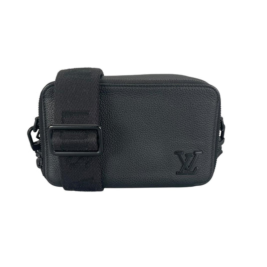 Louis Vuitton Alpha Wearable Wallet Shoulder Bag Leather Black Aerogram
