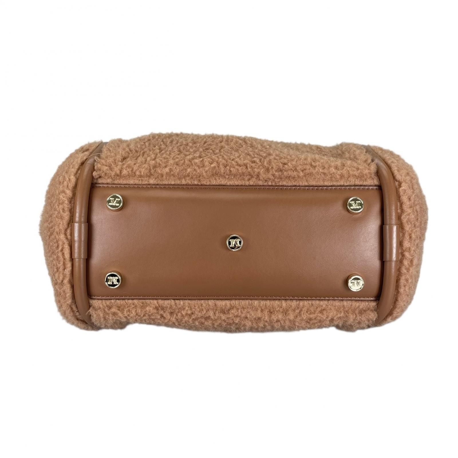 Max Mara Teddy Bear Bag 2-Way Handbag Camel Silk Brown — view 4