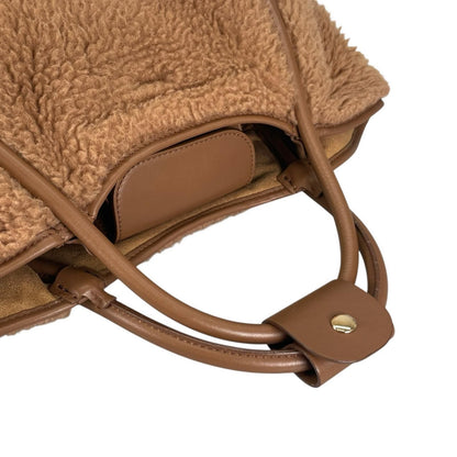 Max Mara Teddy Bear Bag 2-Way Handbag Camel Silk Brown — view 5