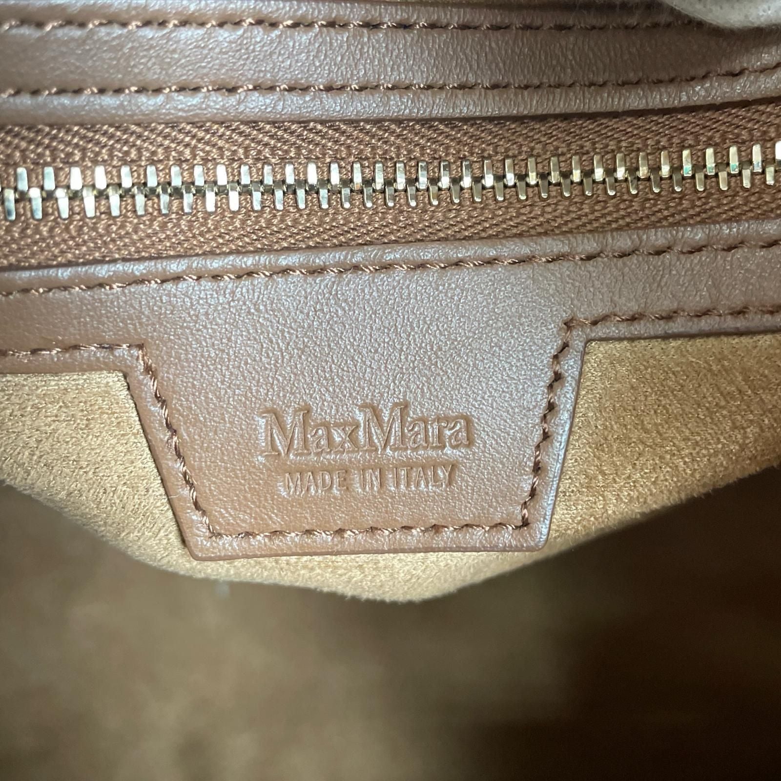 Max Mara Teddy Bear Bag 2-Way Handbag Camel Silk Brown — view 7