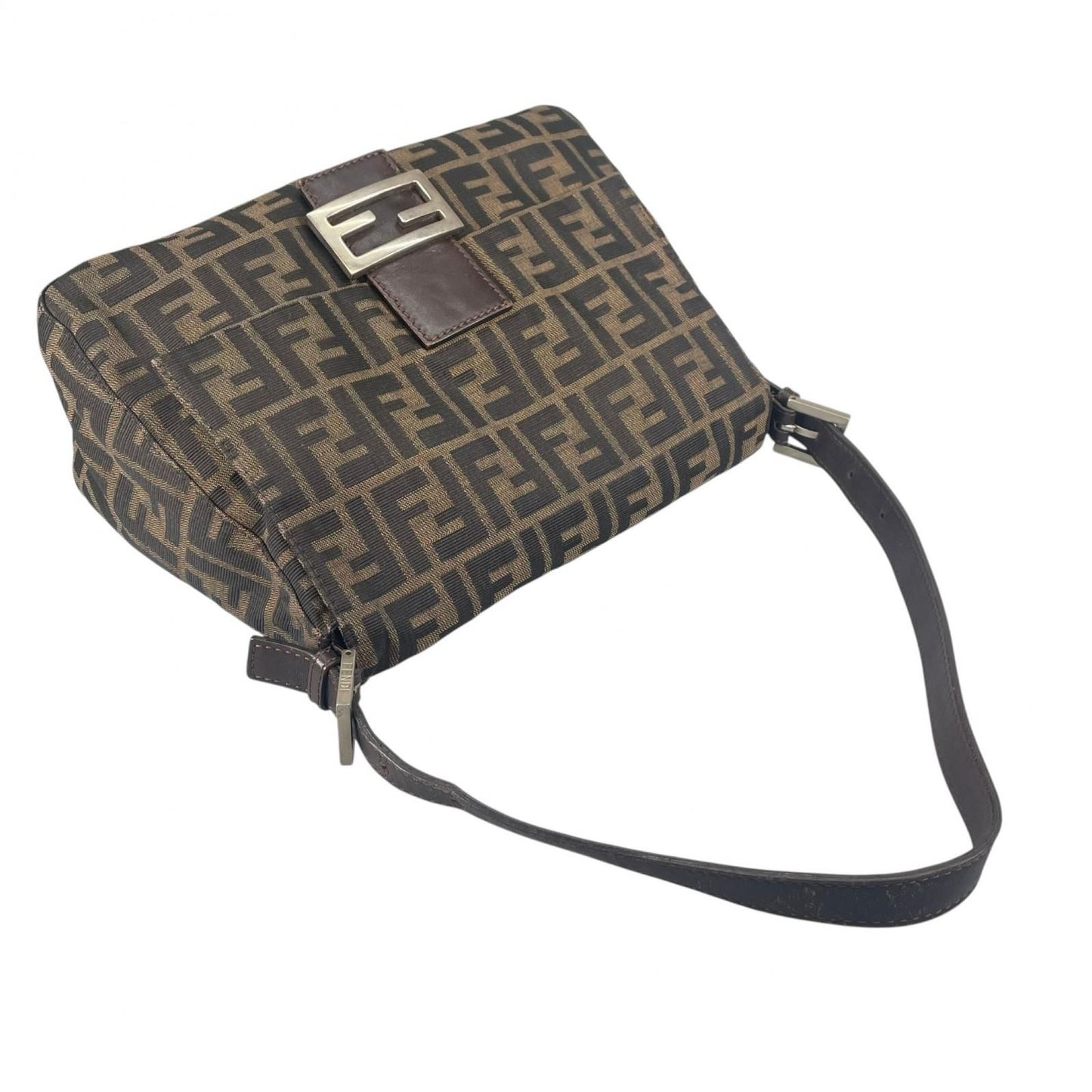 Fendi Mamma Baguette Handbag Canvas Leather Brown — view 5