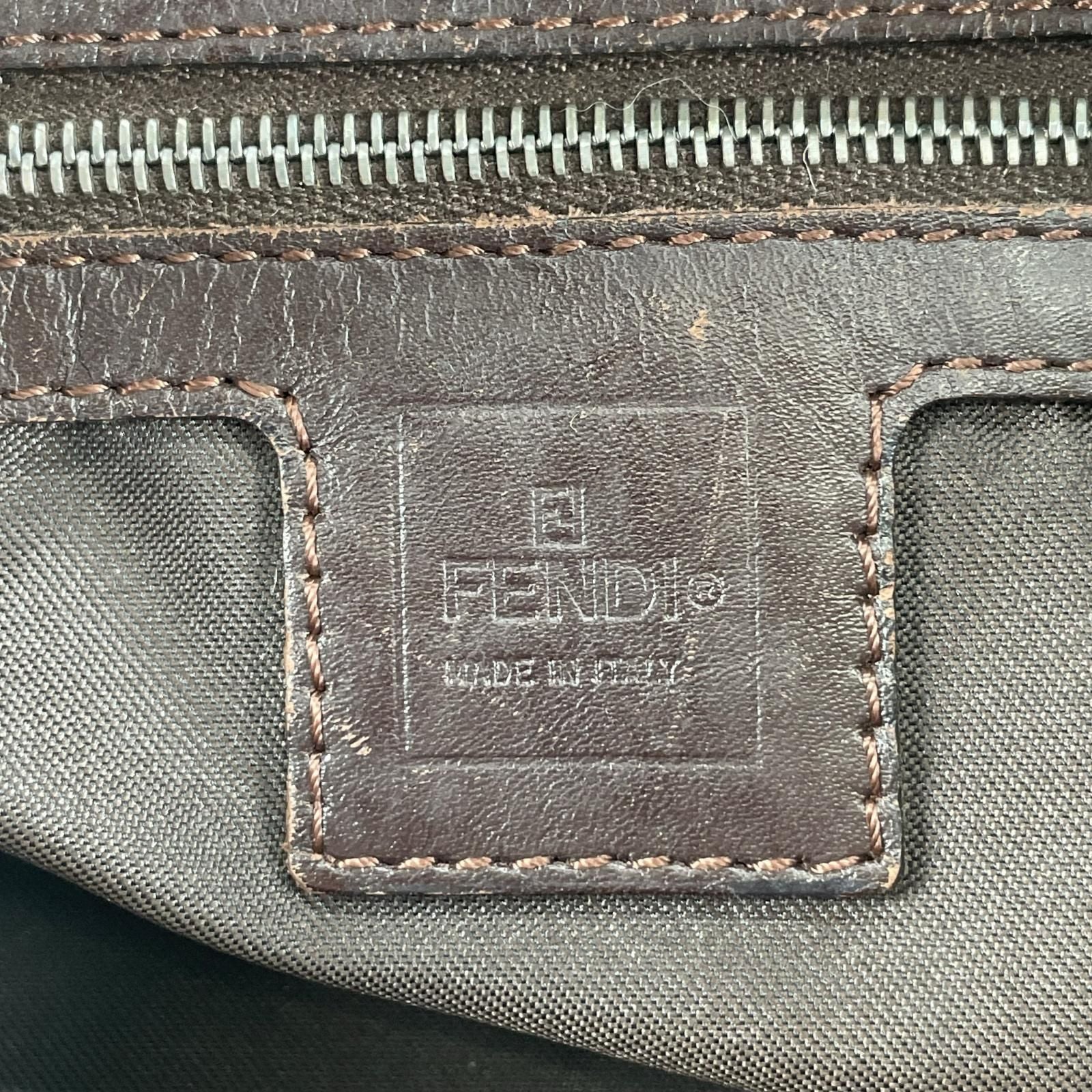 Fendi Mamma Baguette Handbag Canvas Leather Brown — view 6