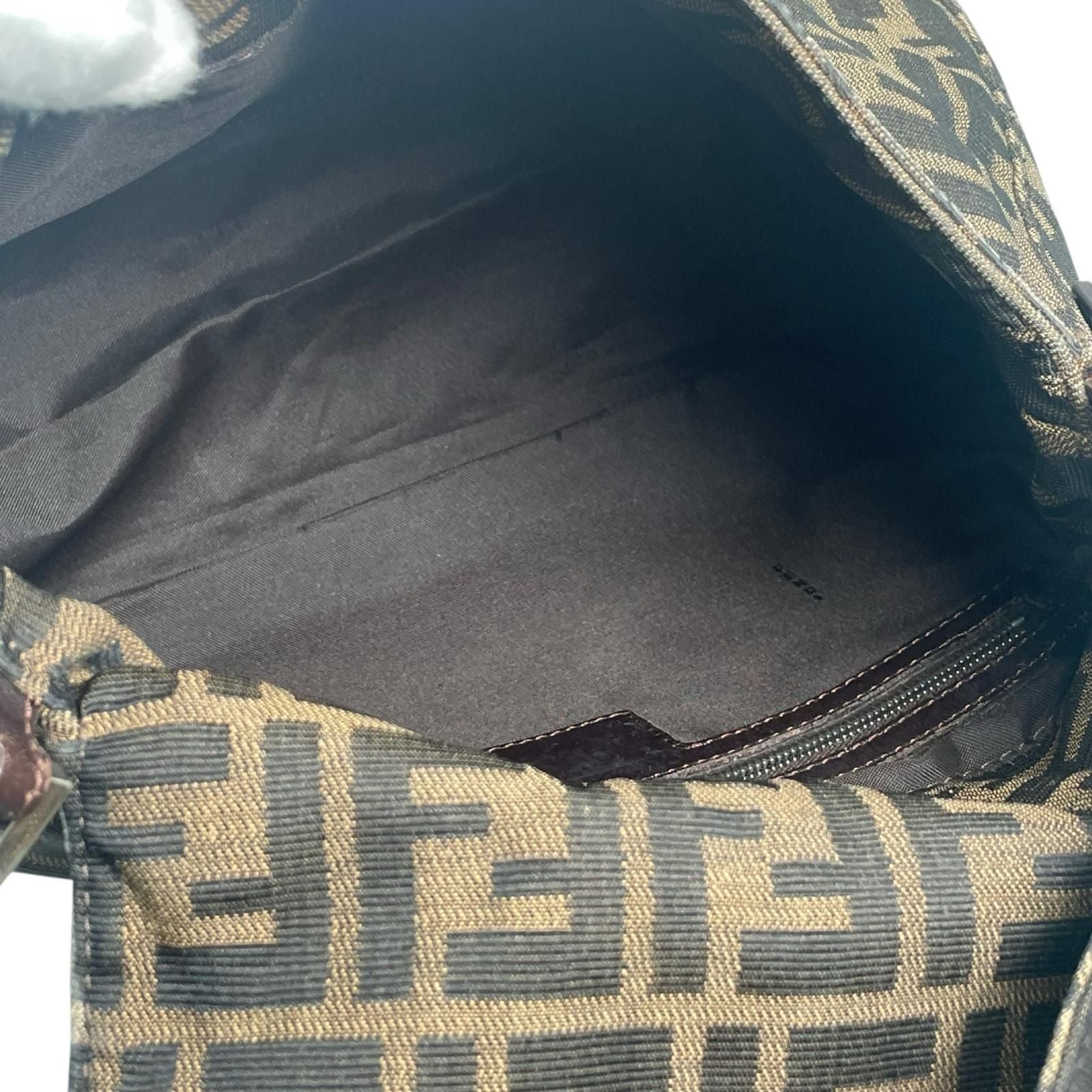 Fendi Mamma Baguette Handbag Canvas Leather Brown — view 7