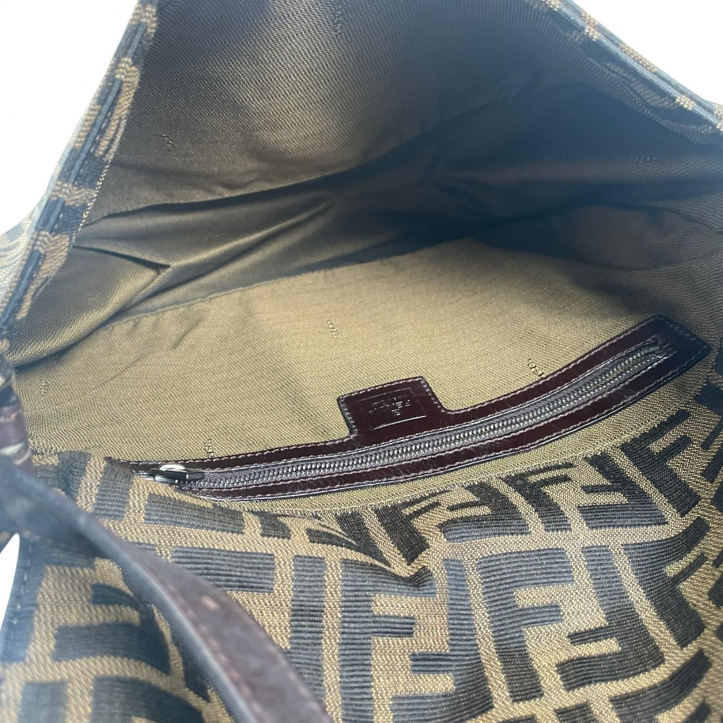Fendi Mamma Baguette Handbag Canvas Leather Brown — view 7