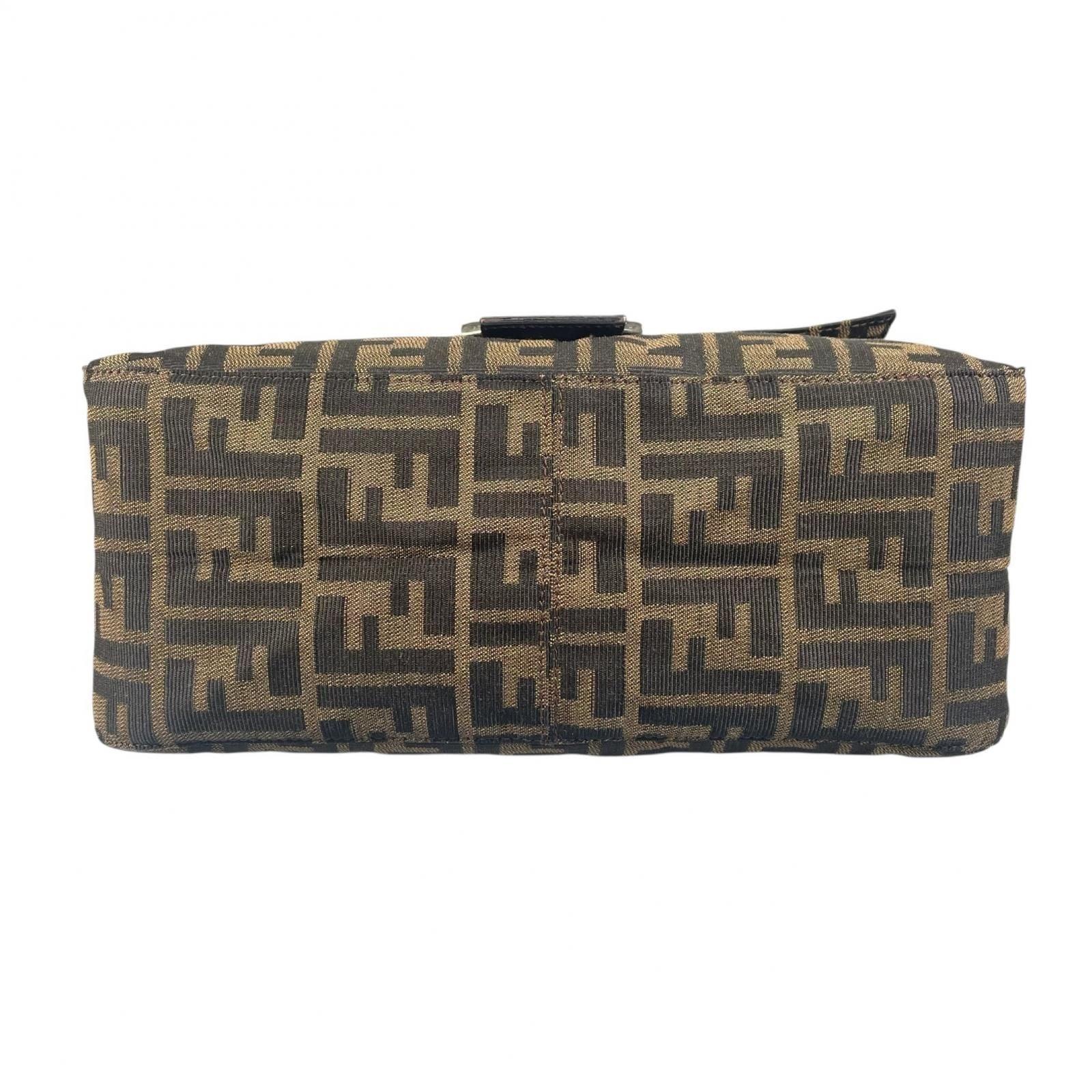 Fendi Mamma Baguette Handbag Canvas Leather Brown — view 4