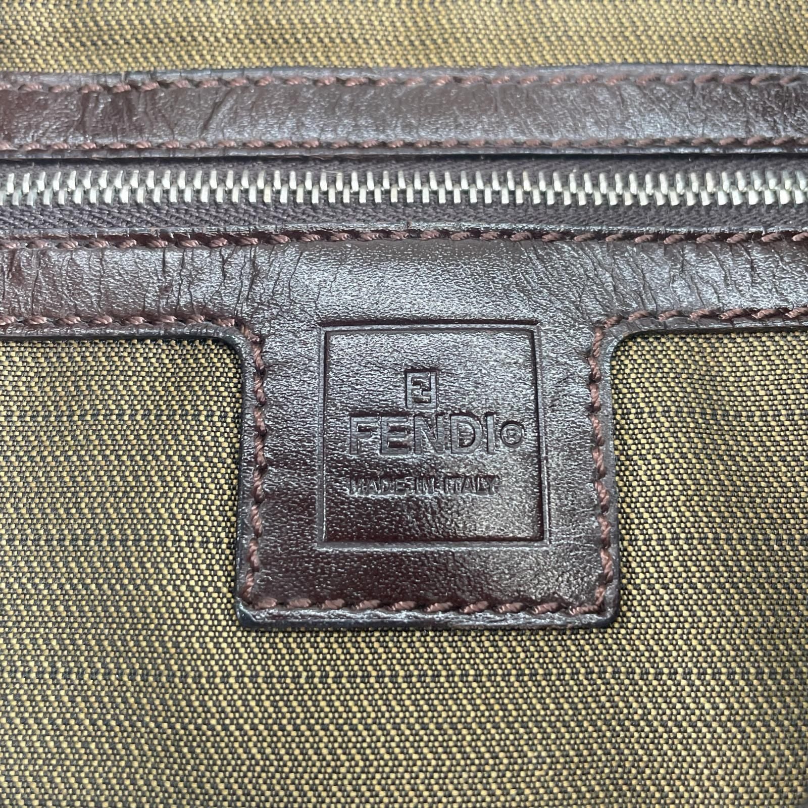 Fendi Mamma Baguette Handbag Canvas Leather Brown — view 6