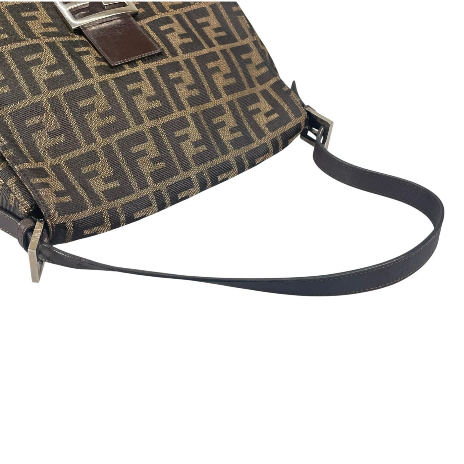 Fendi Mamma Baguette Handbag Canvas Leather Brown — view 5