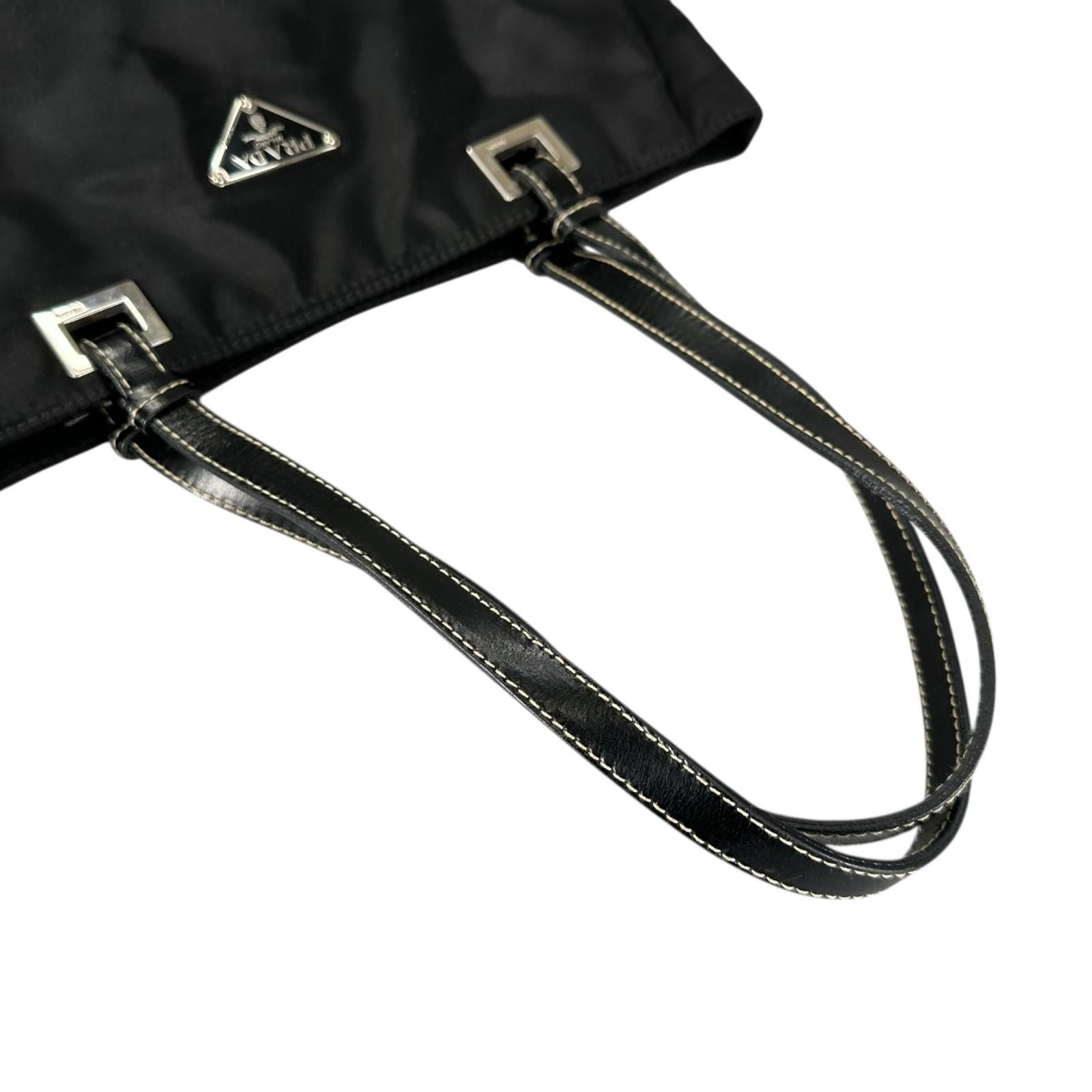 Prada Triangle Logo Tote Bag Nylon Black — view 5