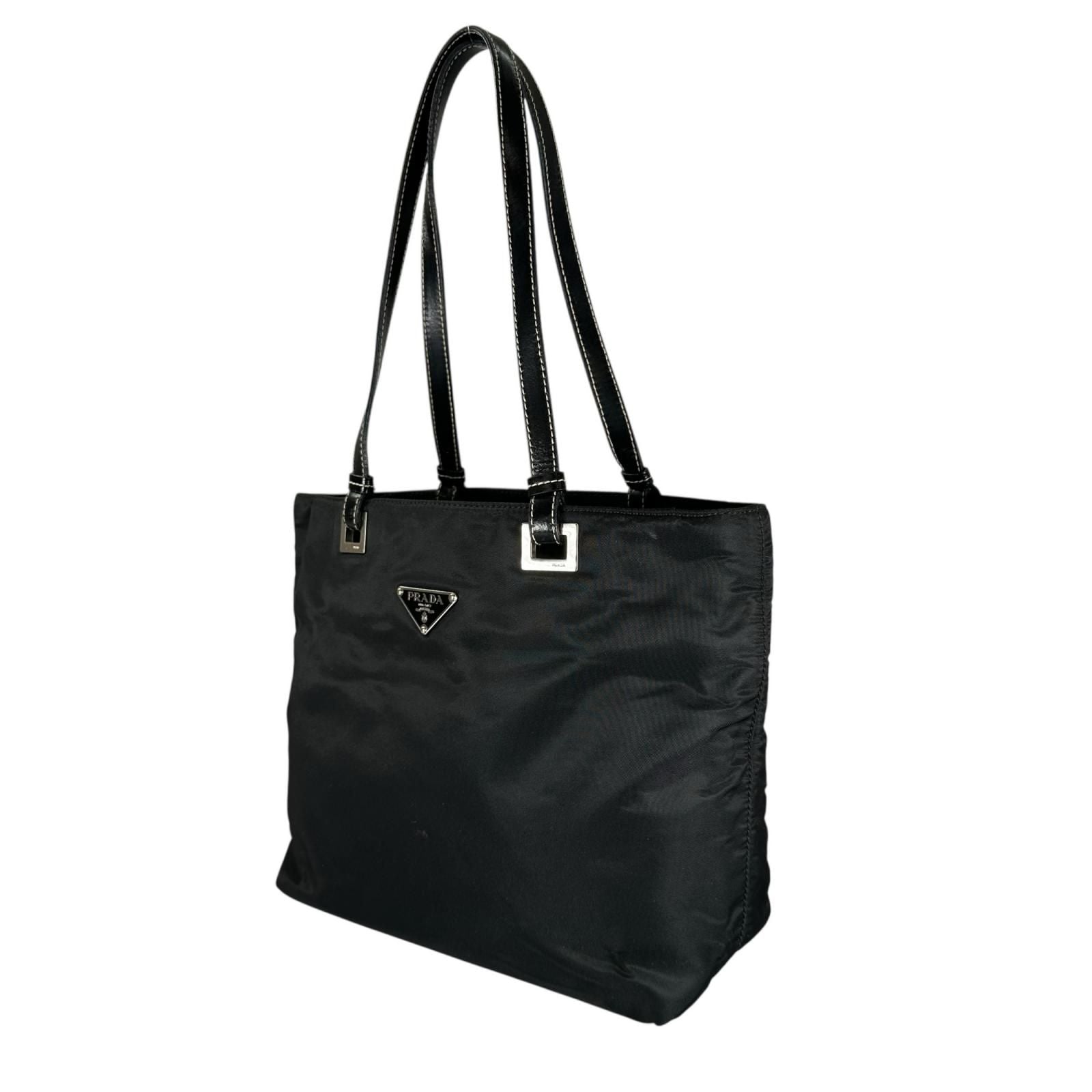 Prada Triangle Logo Tote Bag Nylon Black — view 2