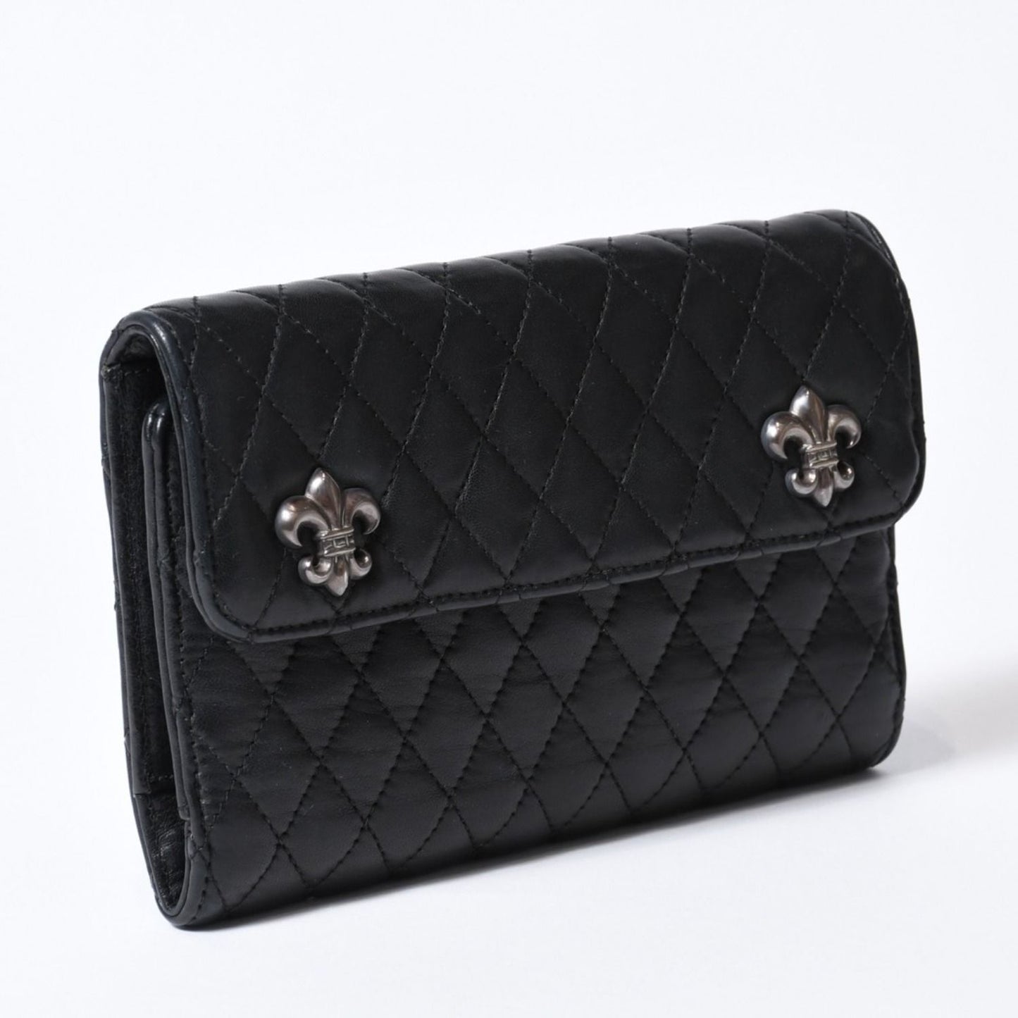 Chrome Hearts Quilted Leather Wallet BS Flare Lambskin Black — view 3