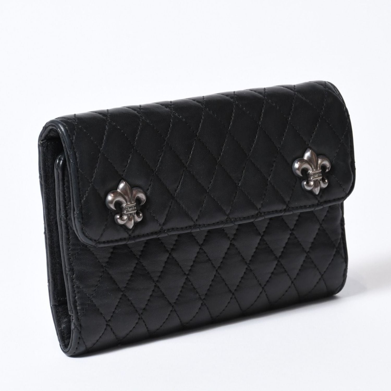 Chrome Hearts Quilted Leather Wallet BS Flare Lambskin Black — view 3