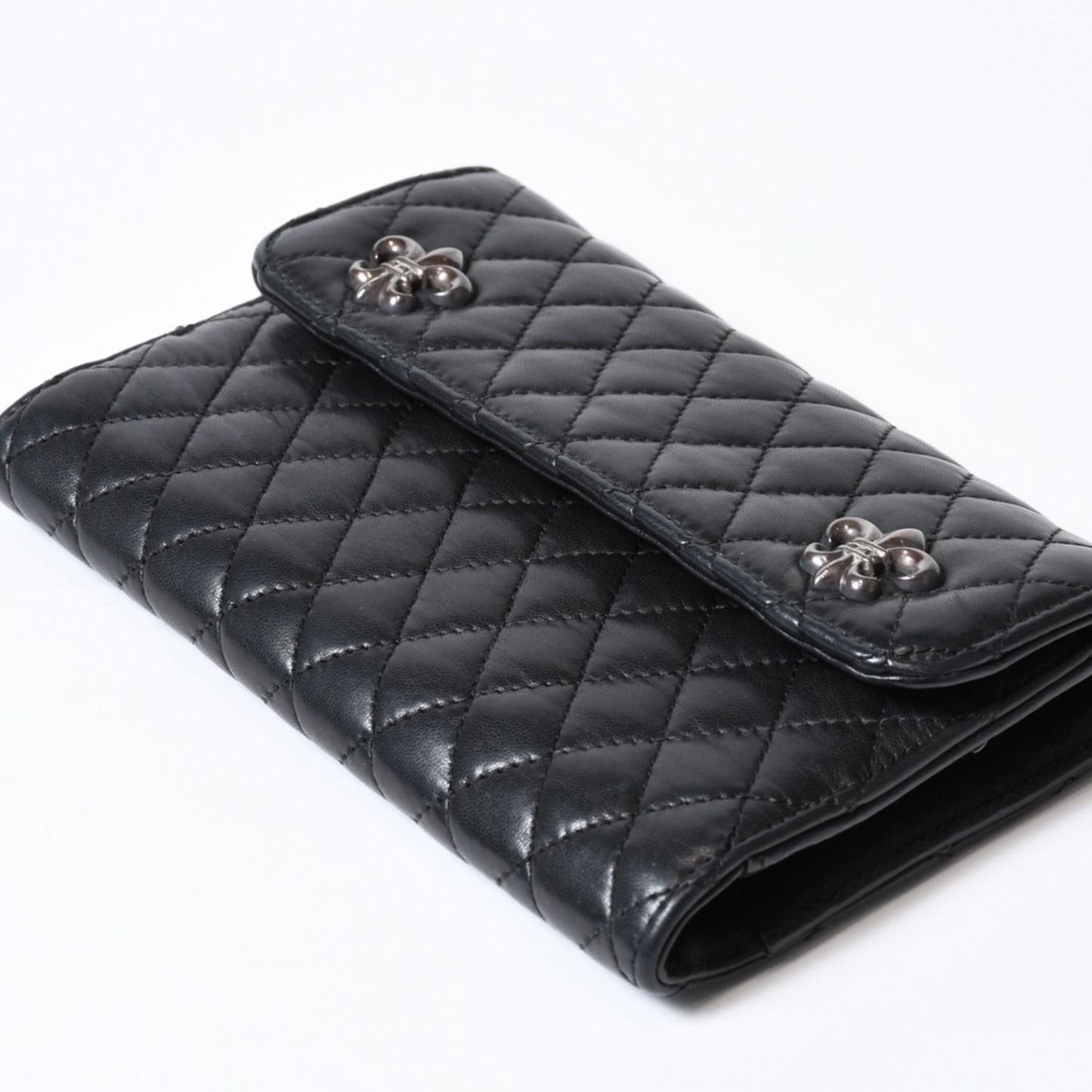 Chrome Hearts Quilted Leather Wallet BS Flare Lambskin Black — view 4
