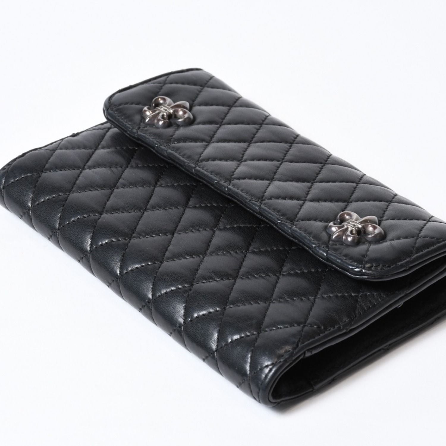 Chrome Hearts Quilted Leather Wallet BS Flare Lambskin Black — view 4