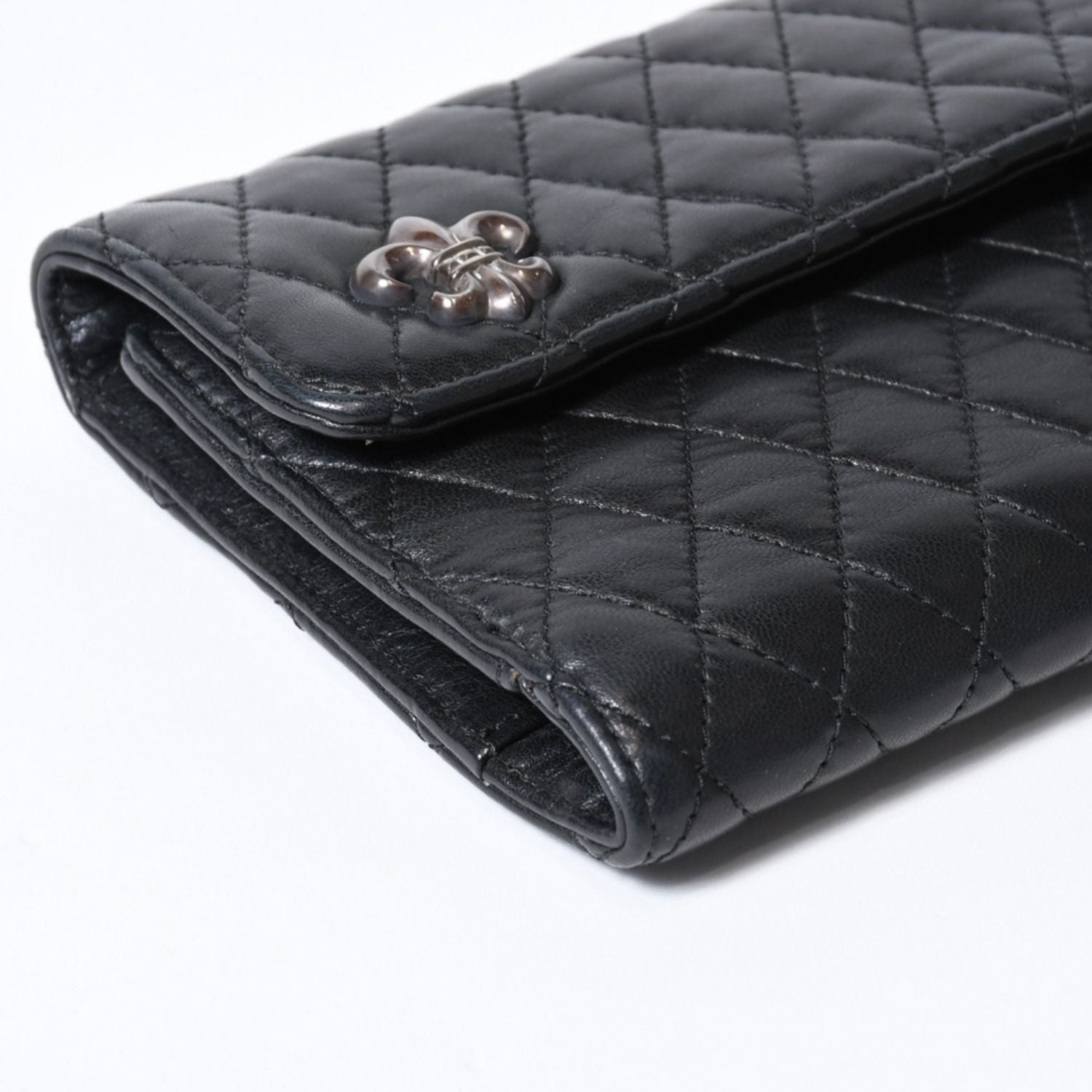Chrome Hearts Quilted Leather Wallet BS Flare Lambskin Black — view 5