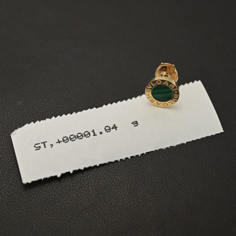 Bvlgari Malachite Single Earrings 18K Yellow Gold